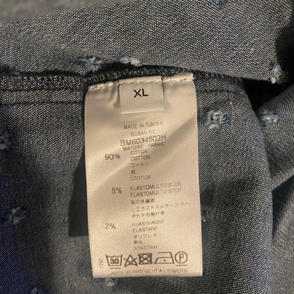 Givenchy button down shirt blue with white dots